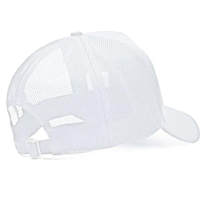 Oversize XXL Mesh Trucker Hat for Men Big Head High Crown Baseball Cap - color: White