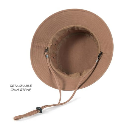 BOTVELA Men Cotton Foldable Flat Top Bucket Sun Hat - color: Brown, size: 7 5/8-7 3/4