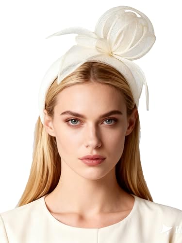 HIMESPORT Sinamay Flower Fascinator Hat for Women - Derby & Church Headpiece for Weddings, Cocktail, Tea Parties