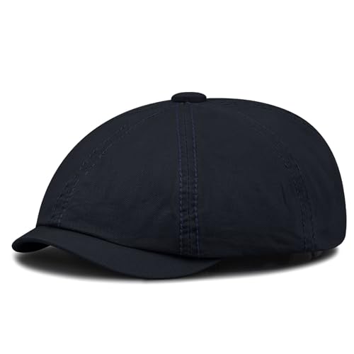 Clakllie Cotton Newsboy Cap Lightweight Short Brim Golf Flat Cap for Men Vintage Ivy Irish Hat Classic Gatsby Driving Beret - color: Cdus-dbl242-blue