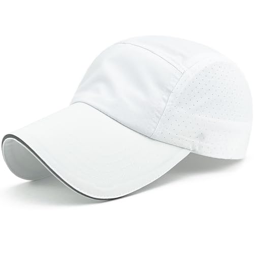 Lightweight Running Hat Breathable Mesh Cap Reflective Brim - color: White, size: X-Large-XX-Large