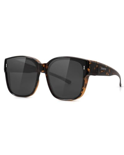 Meeloog Large Polarized Fit Over Glasses Sunglasses for Women Men MST0110 - color: P1 Tortoise Frame/Black Lens