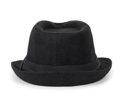 Mens 1920s-Fedora Hat Gangster-Hat Black Short Brim Trilby Cap for Men