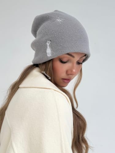 Oversized Slouchy Non-Itchy Knit Beanie Winter Hat for Men & Women - color: Grey