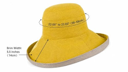 FaroDor Women's Reversible Bucket Hat UV Protection Packable Travel Cap Wide Brim Sun Hats 2026 - color: 1yellow