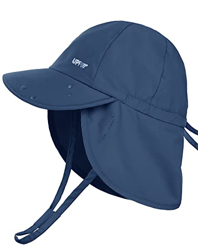 FURTALK Baby Sun Hat with Neck Flap UPF 50+ Toddler Quick Dry Swim Hat - color: Navy, size: 0-6 Months