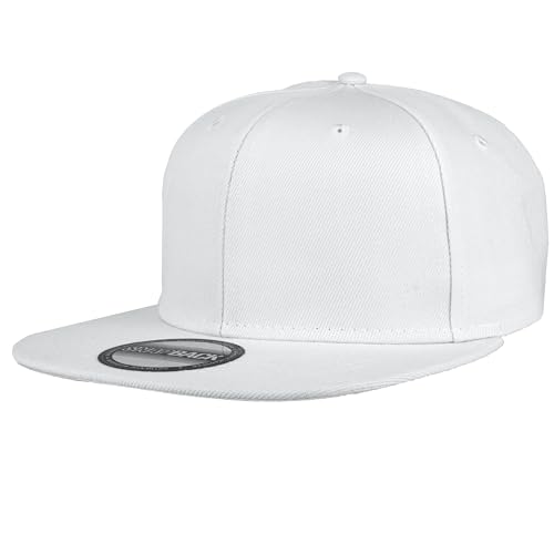 Gelante Plain Blank Flat Brim Adjustable Snapback Baseball Caps LOT 6 Pack - color: White