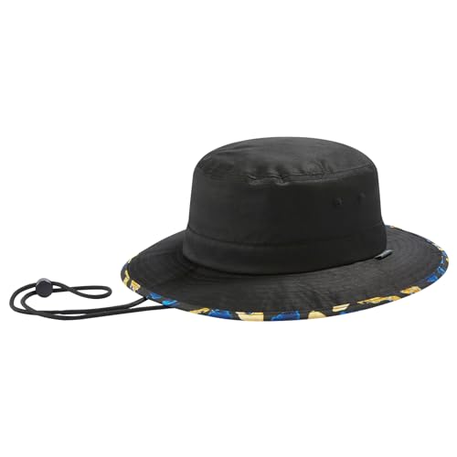 UPF 50+ Foldable Sun Hat Patterned Under Brim Bucket Hats for Summer Hiking Fishing Beach Safari Men Women - color: Black, size: Medium