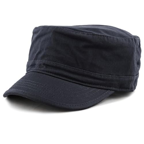 The Hat Depot Cadet Military Army Baseball Cap Tie Dye & Washed Cotton Basic & Distressed Cadet Brushed Cotton Cap - color: 1. Basic - Navy