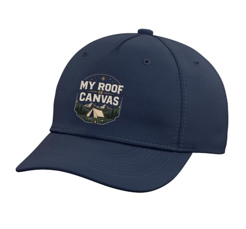 My ROOF is Canvas Camping Camper Outdoor Tent Adjustable Baseball Hat - color: Navy Blue