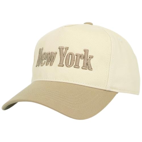 E BY ELIDAN New York Trucker Snapback Hat 3D Embroidered Baseball Cap - color: Cream Khaki