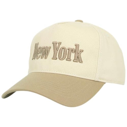 E BY ELIDAN New York Trucker Snapback Hat 3D Embroidered Baseball Cap - color: Cream Khaki