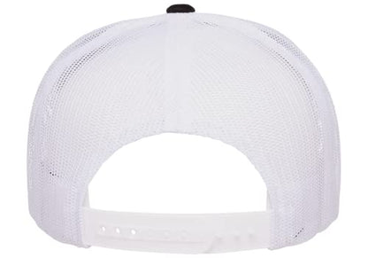 Yupoong 5-Panel YP Classic Trucker Cap | High Profile Flat Visor Snapback - color: Black/White
