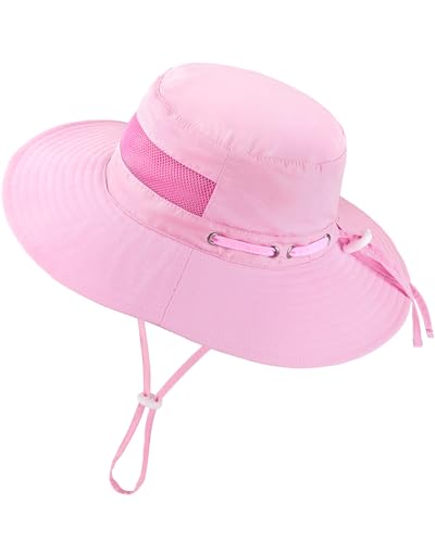 HONGTEYA Baby Toddler Sun Hat, Summer Mesh Bucket Beach Hat for Boys Girls - color: Pink, size: 6-24 Months