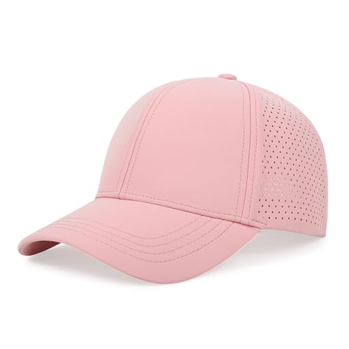 Quick Dry Baseball Cap Curved Brim Snapback Hat Mesh for Men Women - color: Pink