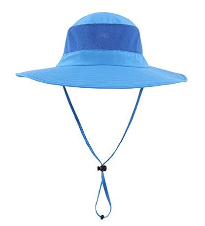 Home Prefer Outdoor UPF50+ Mesh Sun Hat Wide Brim Fishing Hat with Neck Flap Sun Hat for Men Women - color: Blue