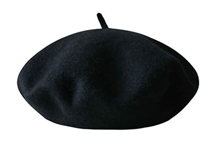 Kids Girls French Beret Hat Artist Hat Solid Warm Beanie Cap Winter Autumn - color: Black
