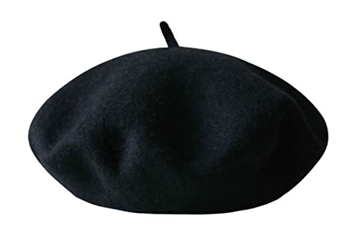 Kids Girls French Beret Hat Artist Hat Solid Warm Beanie Cap Winter Autumn - color: Black