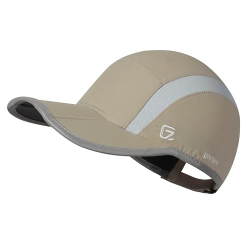 GADIEMKENSD Reflective Folding Outdoor Hat Unstructured Design UPF 50+ Sun Protection Sport Hats for Womens and Mens - color: Khaki, size: 6 7/8-7 1/2
