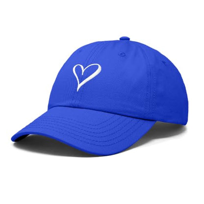 Hand Drawn Heart Hat Womens Embroidered Baseball Cap - color: Royal Blue