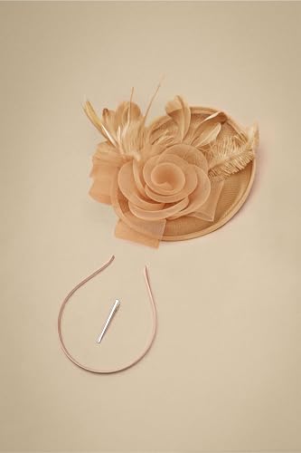 BABEYOND Fascinators Hats for Women Tea Party Mesh Flower Pillbox Derby Hat - color: Champagne Gold