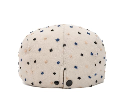 Quanhaigou Unisex Denim Newsboy Hats Flat Ivy Gatsby Cabbie Driving Berets Hat Cotton Dad Cap for Men Women - color: Beige Dot