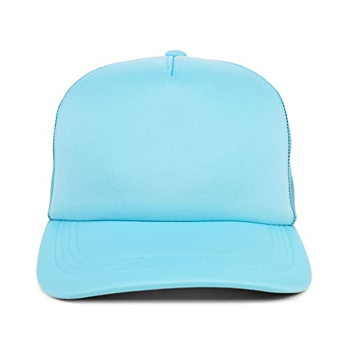 Lids Blank Basic Foam Trucker Adjustable Snapback Hat - color: Turqouise/Turqouise