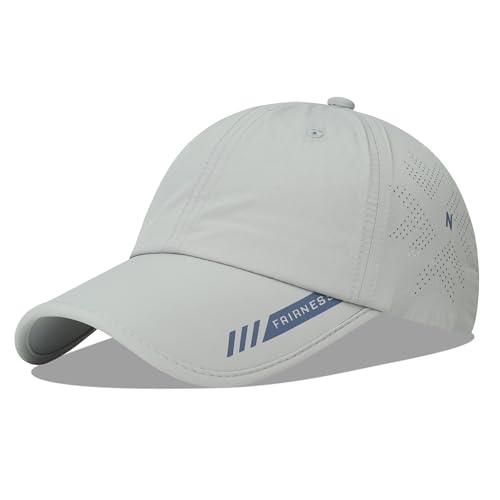 Croogo Quick Dry Running Hat Sun UPF 50+ Lightweight Baseball Cap for Men - color: Lightgray