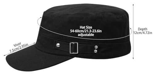 Army Cadet Cap for Men Women Military Flat Top Cap Baseball Caps - color: Black