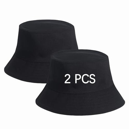 Bucket Hats Bulk Solid Color DIY Blank Hat Bucket Hats for Men, Women and Adults - color: 2pcs Black Bucket Hat