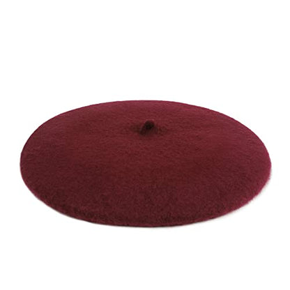 Wheebo Berets for Kids Wool French Beret Hats Artist Painter Hats for Little Girls Boys Solid Color Style - color: Burgundy
