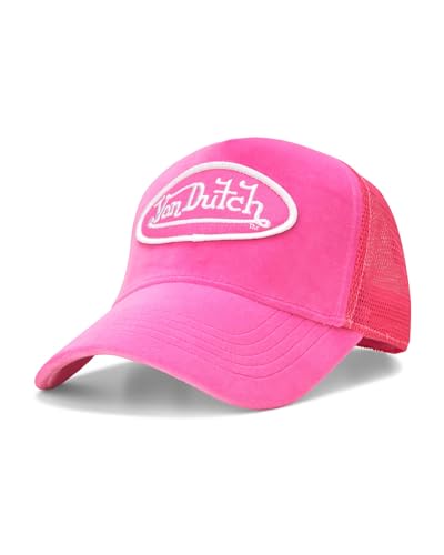 Von Dutch Unisex Velvet Trucker Hat, Curved Bill, Mesh Back, Snapback - color: Pink