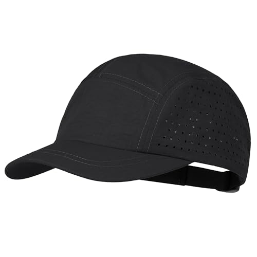 CLAPE 5 Panel Running Hat for Small Heads, Quick Dry Short Brim Cap - color: Bssd2575-black