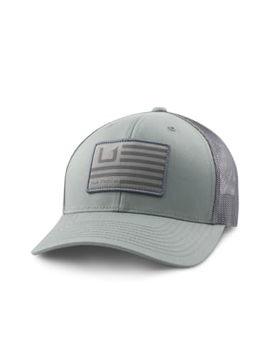 Mens Trucker Hat, Anti-Glare Snapback Fishing Hat for Men - color: Huk & Bars - Sharkskin