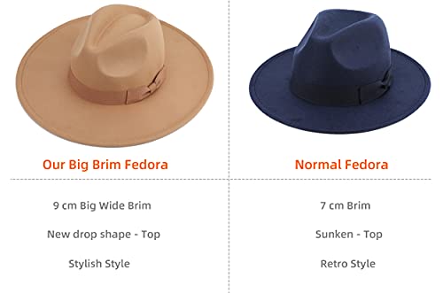 Pro Celia Big Wide Brim Women Fedora Hat - color: Black