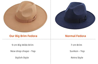Pro Celia Big Wide Brim Women Fedora Hat - color: Black