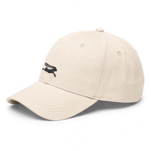 Wishper Studio Embroidered Baseball Cap for Women Men, Cotton Hat with Adjustable Velcro, Minimalist Animal Embroidery - color: Beige Rabbit