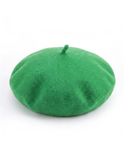 Wool French Beret Hats for Women Classic Winter Beanie Cap - color: Green