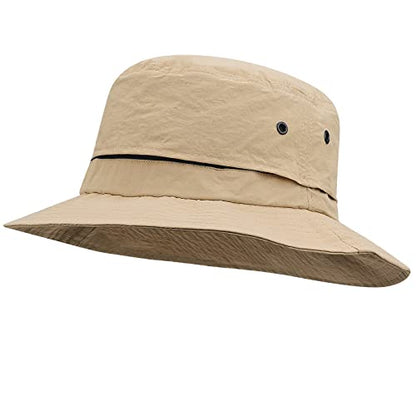 Croogo Sun Hats for Women UV Protection Summer Bucket Hat Waterproof Packable Fishing Hats Wide Brim Hiking Hat Gardening Hat - color: Afh02-khaki