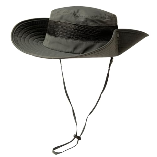TOP-EX Oversized Waterproof Sun Hat for Big Heads with Wide Brim & Mesh - color: Dark Grey-mesh, size: Medium-Large