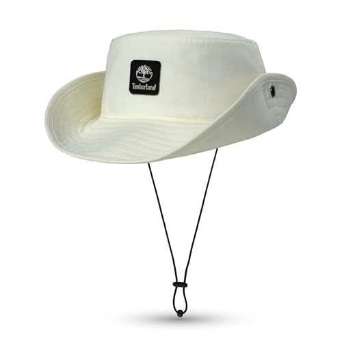 Timberland Floppy Bucket Hat for Men, Packable Sun Hat with Adjustable Chin Cord, Lightweight and Breathable Sun Protection - color: Antique White (White), size: Small-Medium