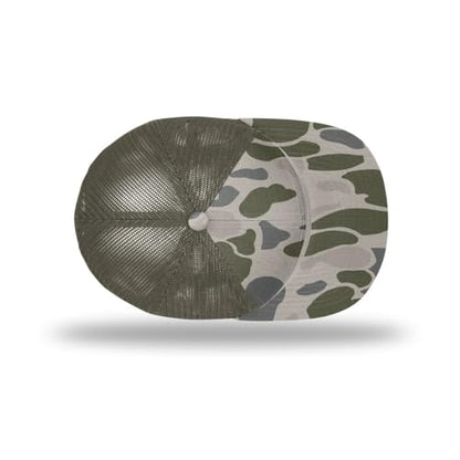 Richardson 168 Hi-Pro 7 Panel Adjustable Snapback Trucker Mesh Back Cap - color: Marsh Duck Camo/Loden