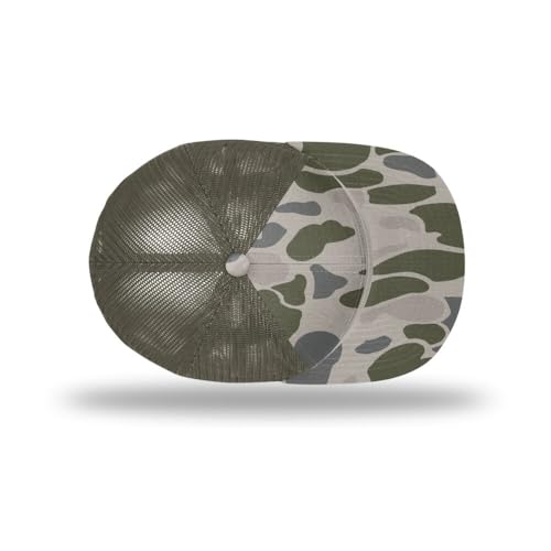Richardson 168 Hi-Pro 7 Panel Adjustable Snapback Trucker Mesh Back Cap - color: Marsh Duck Camo/Loden