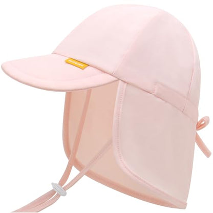 Duoyeree UPF 50+ Baby Sun Hat, Neck Flap Protection for Toddlers - color: A-pink, size: 0-6 Months