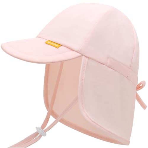 Duoyeree UPF 50+ Baby Sun Hat, Neck Flap Protection for Toddlers - color: A-pink, size: 6-24 Months