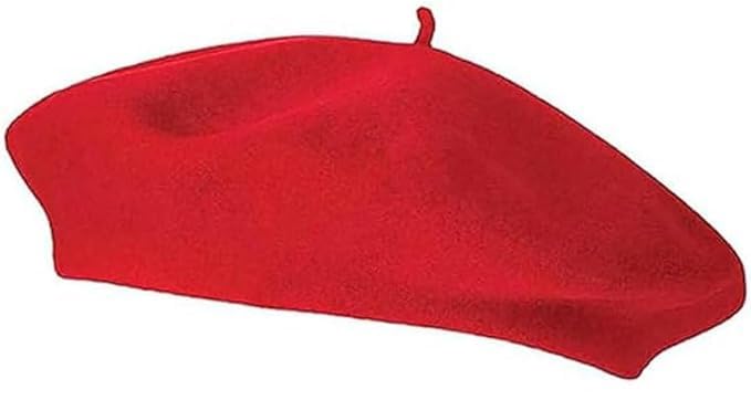 French Beret Hat for Women Solid Beanie Cap Stretchable Winter Warm Beret - color: Red