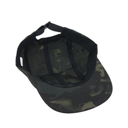 WITHMOONS Low Profile 5 Panel Hat Cap Waterproof Golf Camp Fishing Lightweight Jockey Flat Bill YZ20114 - color: Camoblack, size: Large