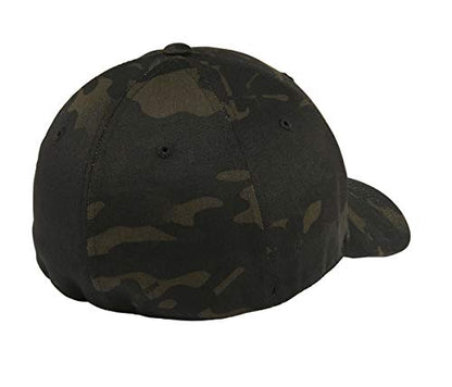 The Blackout American Flag 6277 Flex Fitted Baseball Cap - Custom Embroidered Black USA Flag Flex-Fitted Baseball hat - color: Black Multicam, size: Small-Medium