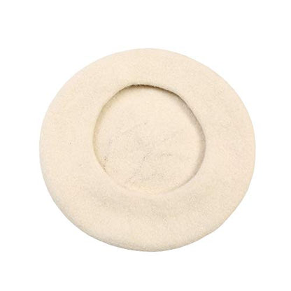Handmade Wool Beret Hat French Style Needle Felt Flower Beanies Women Winter Autumn Cap - color: White Plum Pink Blossom, size: 7 1/8-7 3/8