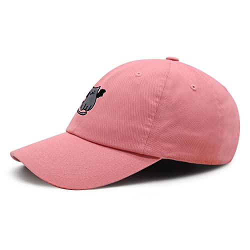 JPAK Bat-cat Premium Dad Hat Embroidered Cotton Baseball Cap Cat Kitty - color: Coral Silk